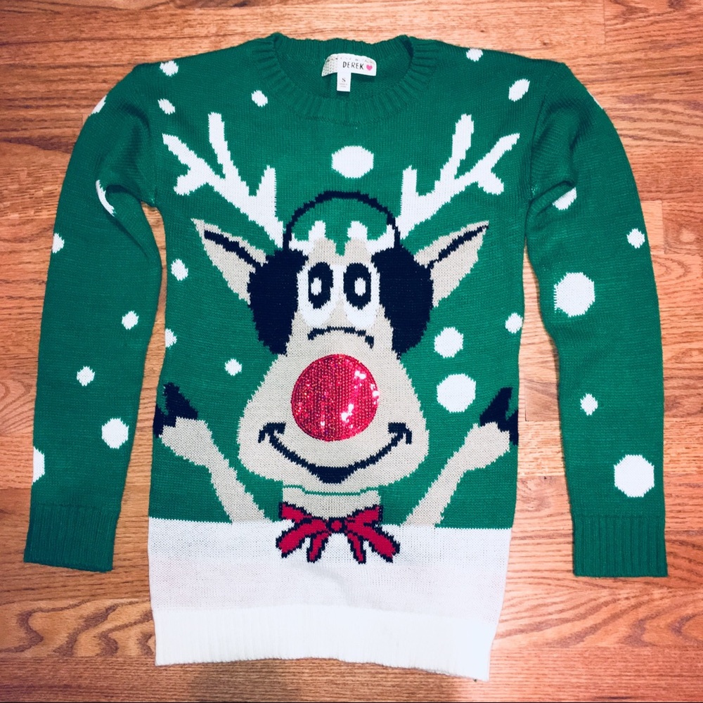 🆕 Ugly Christmas Sweater Reindeer Sequin
